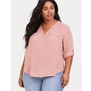 TORRID NWT Harper Georgette Pullover Blouse in Dusty Pink Ash Sz 0X L 12-14